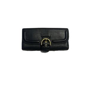 Coach Campbell Black Leather Zip Around Wallet Coach Buckle Wallet